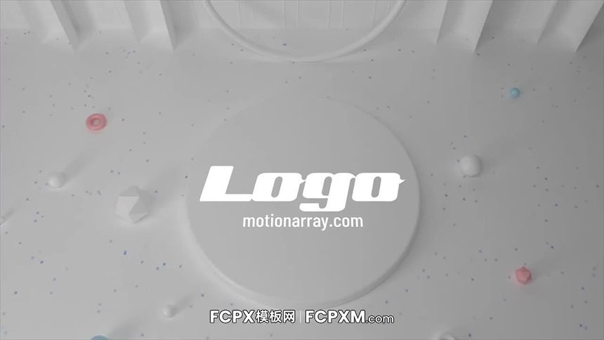 FCPX开场片头模板 白色立体几何图形logo展示fcpx模板下载