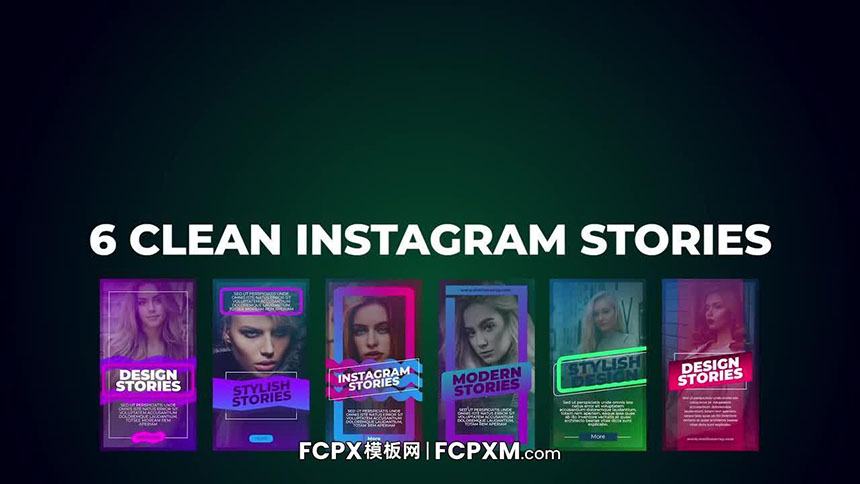 FCPX模板 6个炫彩时尚Instagram故事短视频fcpx模板下载-FCPX模板网
