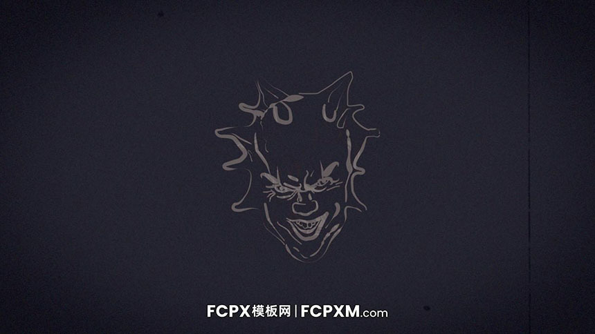 FCPX模板 小丑头像恐怖效果动态logo展示fcpx模板下载