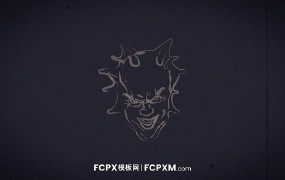 FCPX模板 小丑头像恐怖效果动态logo展示fcpx模板下载