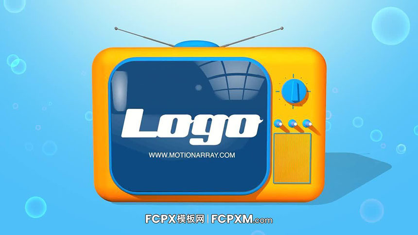 FCPX模板 创意卡通电视机logo展示动画fcpx模板下载