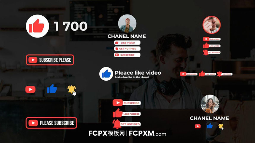 FCPX模板 Youtube订阅提醒元素fcpx短视频模板下载-FCPX模板网