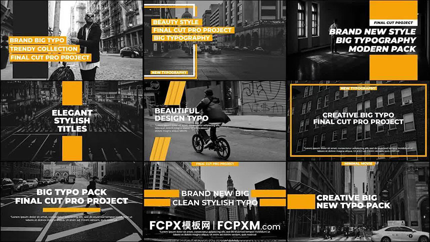 FCPX模板 9个现代时尚全屏文字动画排版fcpx模板下载