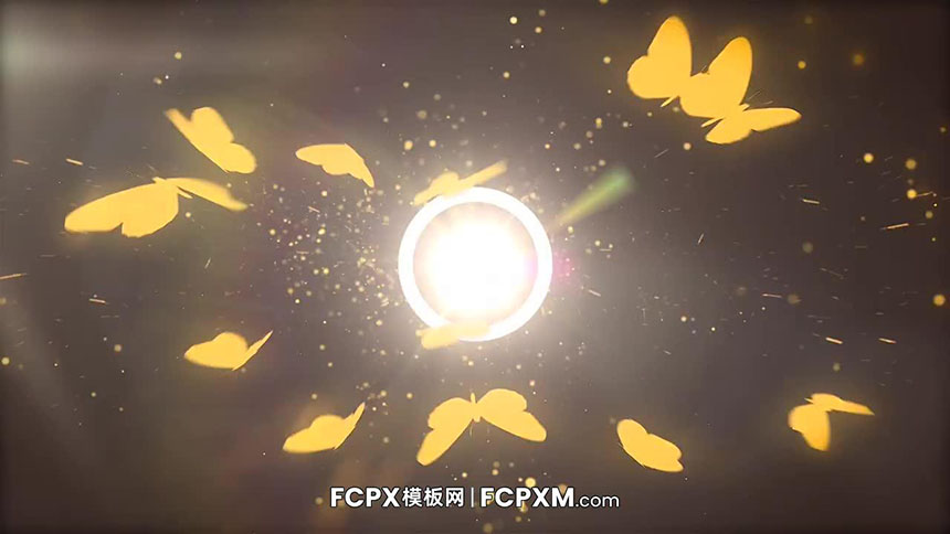 FCPX片头模板 金色蝴蝶飞舞logo展示FCPX模板下载-FCPX模板网