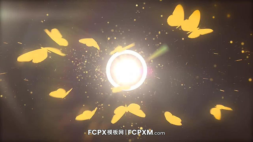 FCPX片头模板 金色蝴蝶飞舞logo展示FCPX模板下载