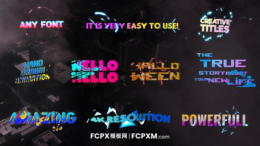 FCPX模板 超级炫酷流体动态特效文字动画fcp标题模板