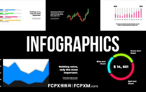 FCP模板 条状圆环折线图数据统计信息图表fcpx模板下载