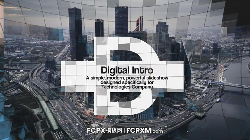 FCPX炫酷数字马赛克高科技技术企业简介视频模板下载-FCPX模板网