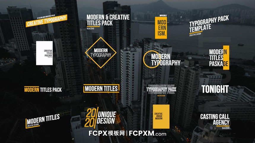 16个个性现代时尚全屏标题动画FCPX字幕模板下载-FCPX模板网