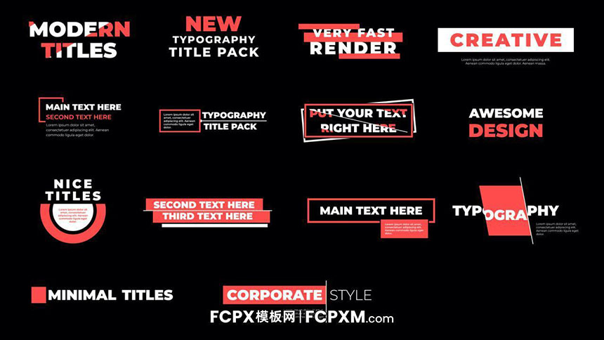 14个现代时尚错位效果动态标题FCPX字幕模板下载-FCPX模板网