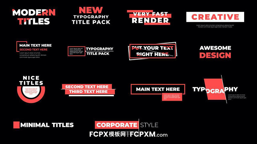 14个现代时尚错位效果动态标题FCPX字幕模板下载